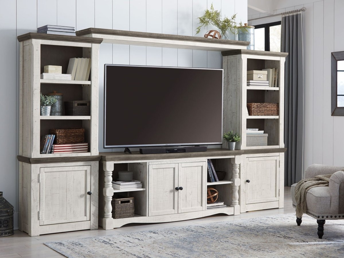 Havalance - 4 Pc. - Entertainment Center - 67" TV Stand - Brown / Beige Entertainment Centers by Signature Design by Ashley® - Walls Furniture & Mattress