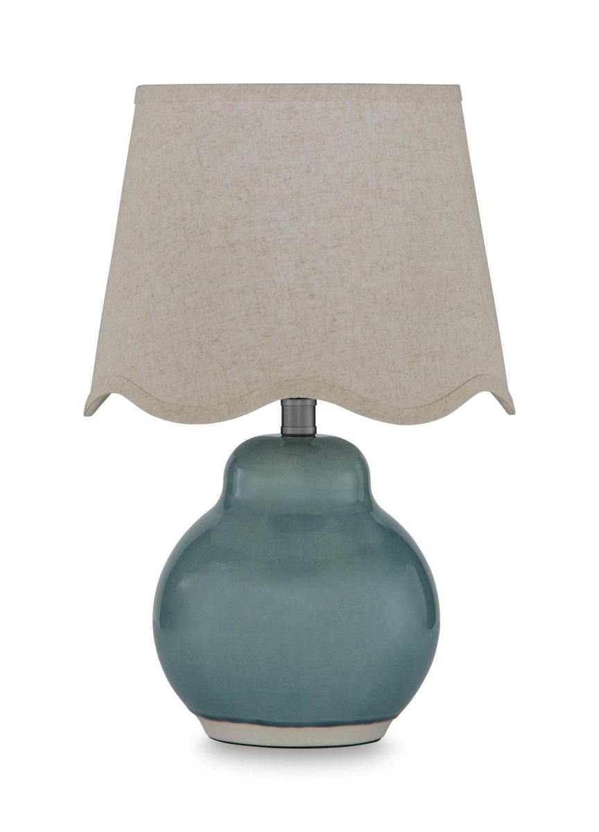 Byronburg - Ceramic Table Lamp - Blue / Beige Table Lamps by Signature Design by Ashley® - Walls Furniture & Mattress