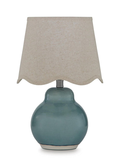 Byronburg - Ceramic Table Lamp - Blue / Beige Table Lamps by Signature Design by Ashley® - Walls Furniture & Mattress