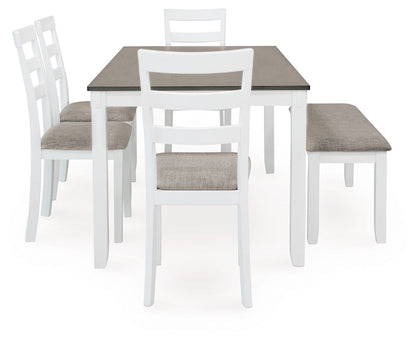 Stonehollow - Rectangular Drm Table Set (Set of 6) - White / Gray