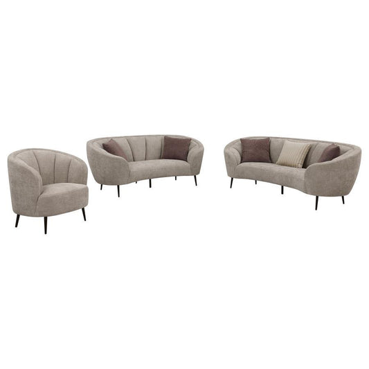 Ellorie - Upholstered Curved Sofa Set Stationary Sofas & Loveseats by Coaster Fine Furniture - Walls Furniture & Mattress