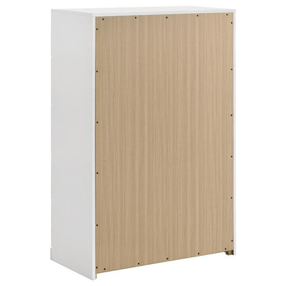 Ines - 5 - Drawer Bedroom Chest Of Drawers - White High Gloss Accent Chests by Coaster Fine Furniture - Walls Furniture & Mattress