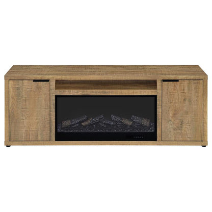 Fuller - 60" 2 - Door TV Stand Fireplace Media Console - Mango Fireplace TV Stands by Coaster Fine Furniture - Walls Furniture & Mattress