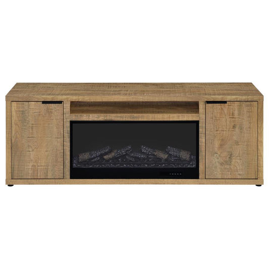 Fuller - 60" 2 - Door TV Stand Fireplace Media Console - Mango Fireplace TV Stands by Coaster Fine Furniture - Walls Furniture & Mattress
