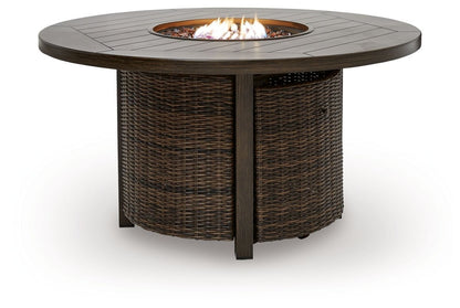 Monterey Point - Round Fire Pit Table - Dark Brown Fire Pits by Signature Design by Ashley® - Walls Furniture & Mattress