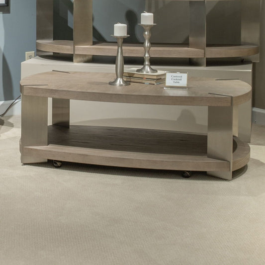 Harlow - Oval Cocktail Table - Light Brown Cocktail Tables by Liberty Furniture - Walls Furniture & Mattress
