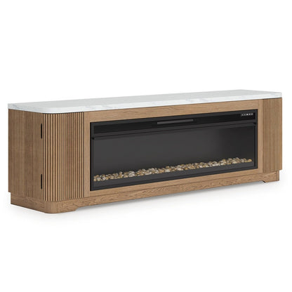 Camdill - 80" TV Stand With Electric Fireplace - Light Brown Fireplace TV Stands by Signature Design by Ashley® - Walls Furniture & Mattress