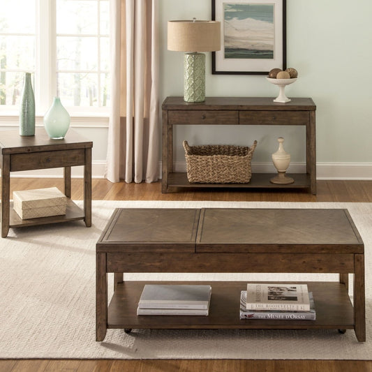 Mitchell - 3 Piece Table Set (1 Cocktail 2 End Tables) - Dark Brown Table Sets by Liberty Furniture - Walls Furniture & Mattress