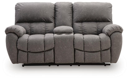 Bakerstein - Power Recline Loveseat/Console/Adjustable Headrest - Galaxy Reclining Loveseats by Signature Design by Ashley® - Walls Furniture & Mattress