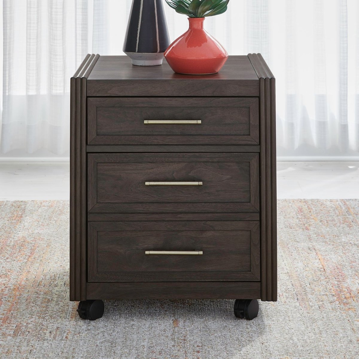 Modern Edge - Castered Filing Cabinet - Caffe Filing Cabinets by Liberty Furniture - Walls Furniture & Mattress