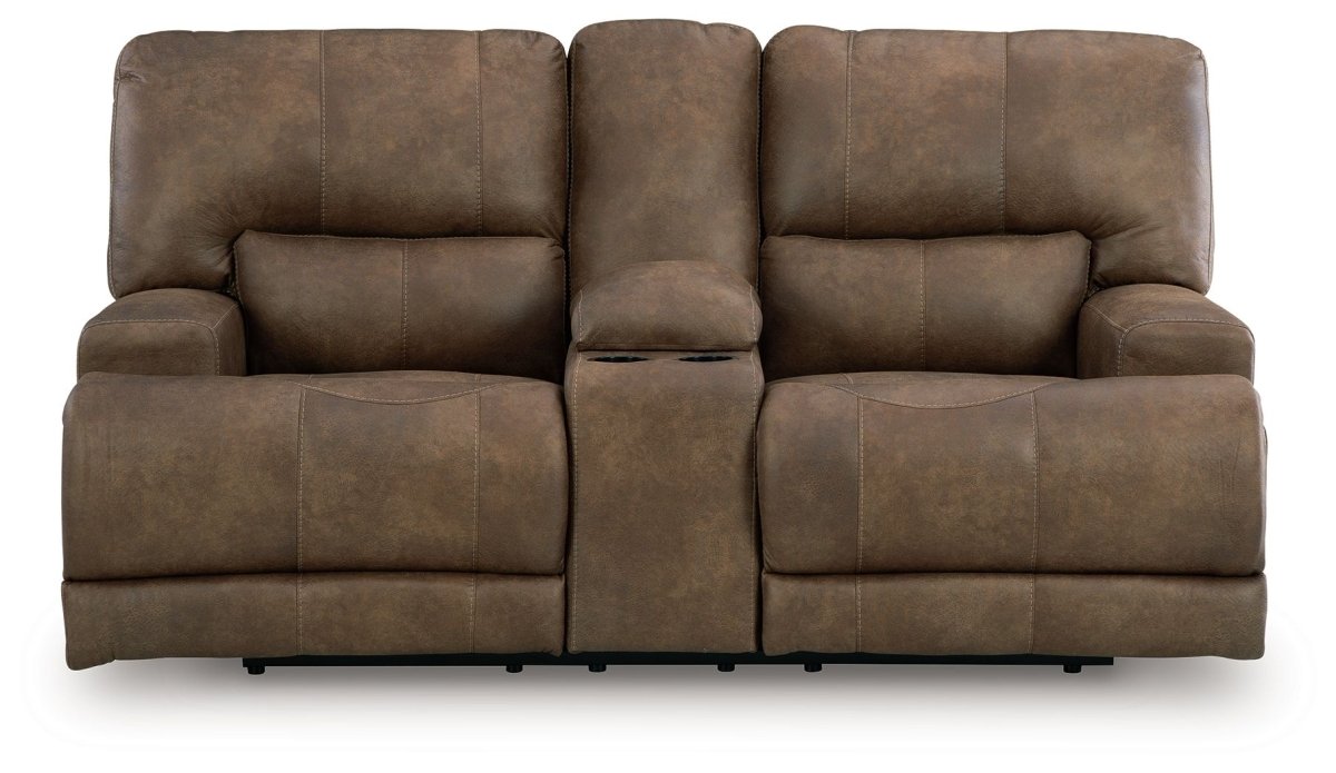 Beckley Place - Earth - Power Reclining Loveseat With Console / Adjustable Headrest Reclining Loveseats by Signature Design by Ashley® - Walls Furniture & Mattress