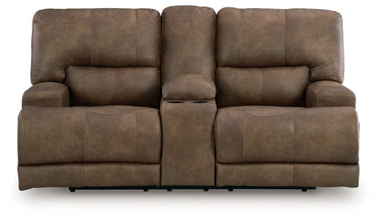 Beckley Place - Earth - Power Reclining Loveseat With Console / Adjustable Headrest Reclining Loveseats by Signature Design by Ashley® - Walls Furniture & Mattress