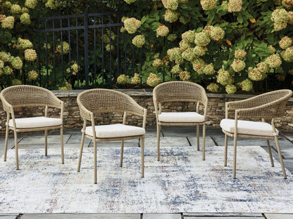 Orchard Beach - Arm Chair With Cushion (Set of 4) - Beige Chair Sets by Signature Design by Ashley® - Walls Furniture & Mattress