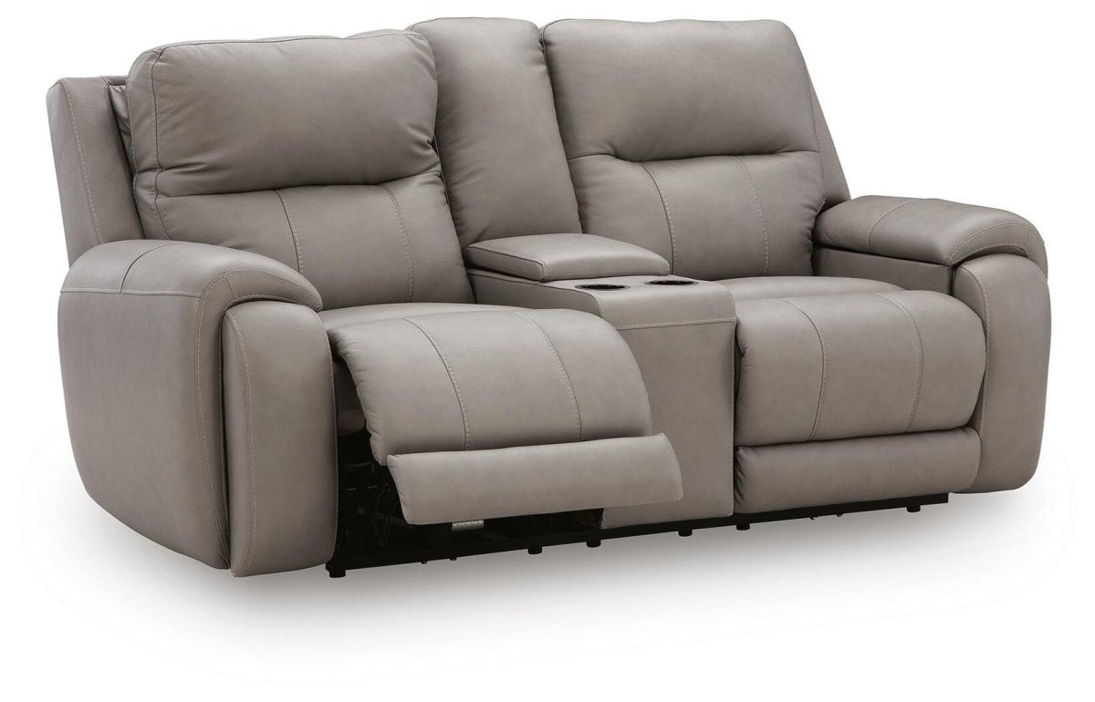 Real Moments - Power Reclining Loveseat With Audio Seating - Ash Reclining Loveseats by Signature Design by Ashley® - Walls Furniture & Mattress