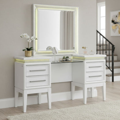 Reflections - Vanity Desk - Pearl White & Rhinestone Vanity Desks by Liberty Furniture - Walls Furniture & Mattress