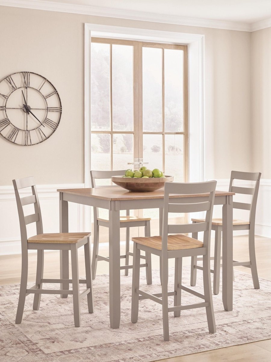 Harperfeld - Dining Room Counter Table Set (Set of 5) - Natural / Gray 5 Piece Dining Room Sets by Signature Design by Ashley® - Walls Furniture & Mattress