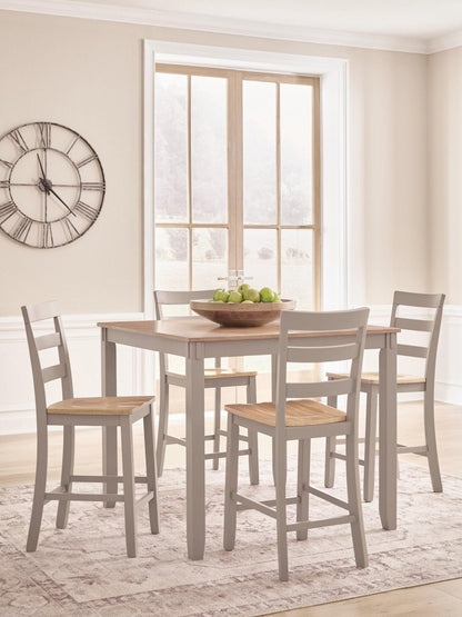 Harperfeld - Dining Room Counter Table Set (Set of 5) - Natural / Gray 5 Piece Dining Room Sets by Signature Design by Ashley® - Walls Furniture & Mattress