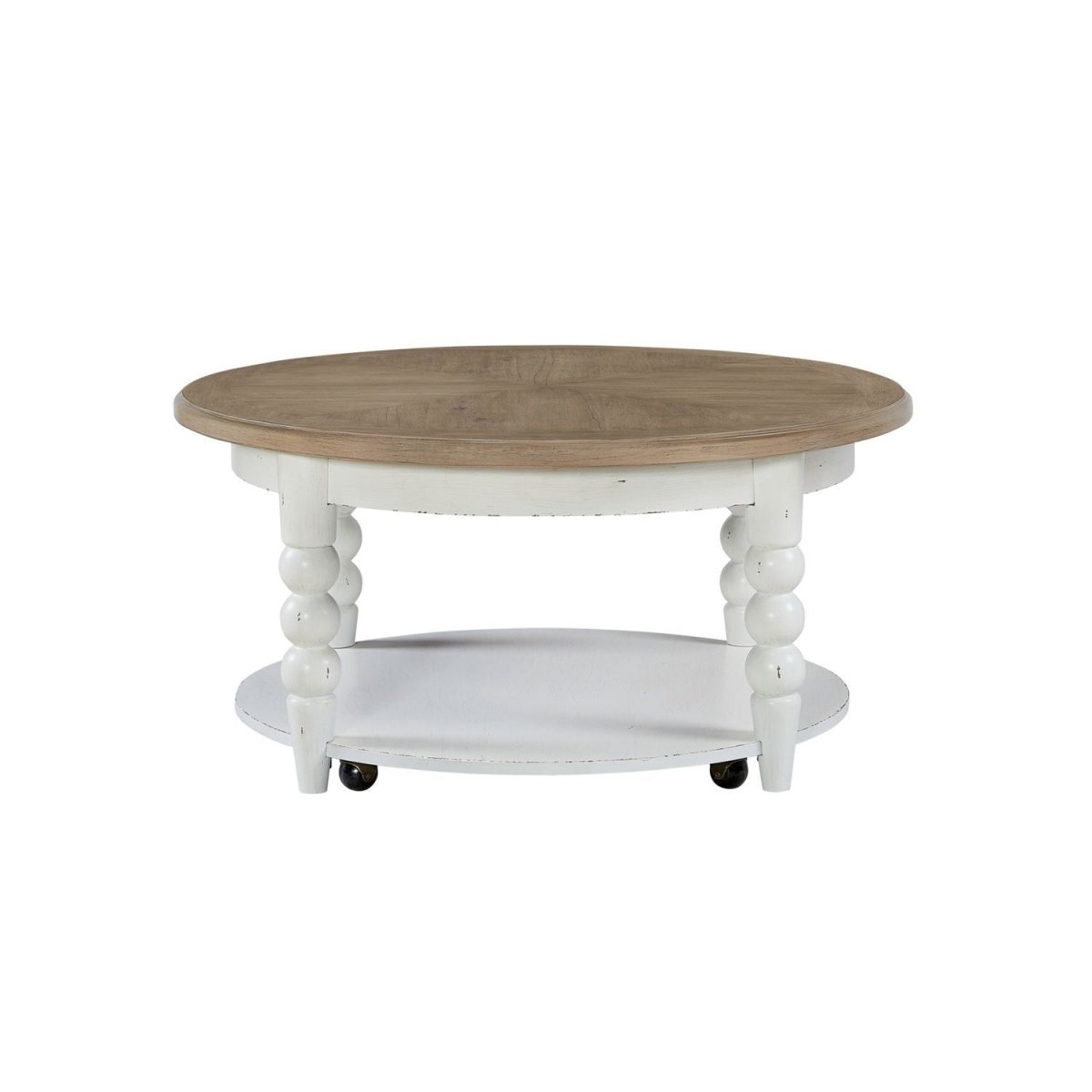 Turnberry Park - Round Cocktail Table - Washed White Cocktail Tables by Liberty Furniture - Walls Furniture & Mattress