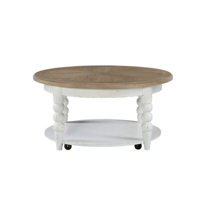 Turnberry Park - Round Cocktail Table - Washed White Cocktail Tables by Liberty Furniture - Walls Furniture & Mattress