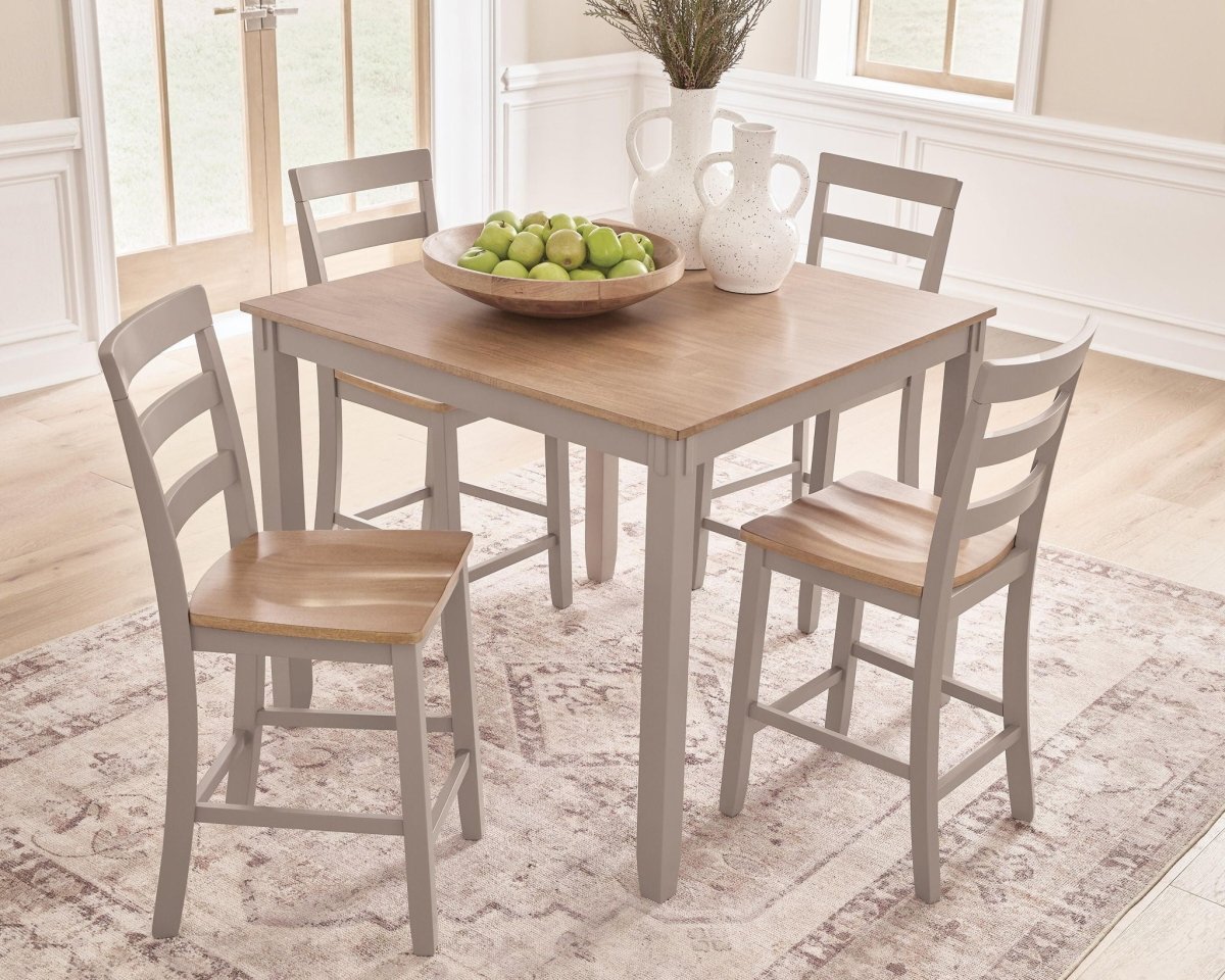 Harperfeld - Dining Room Counter Table Set (Set of 5) - Natural / Gray 5 Piece Dining Room Sets by Signature Design by Ashley® - Walls Furniture & Mattress