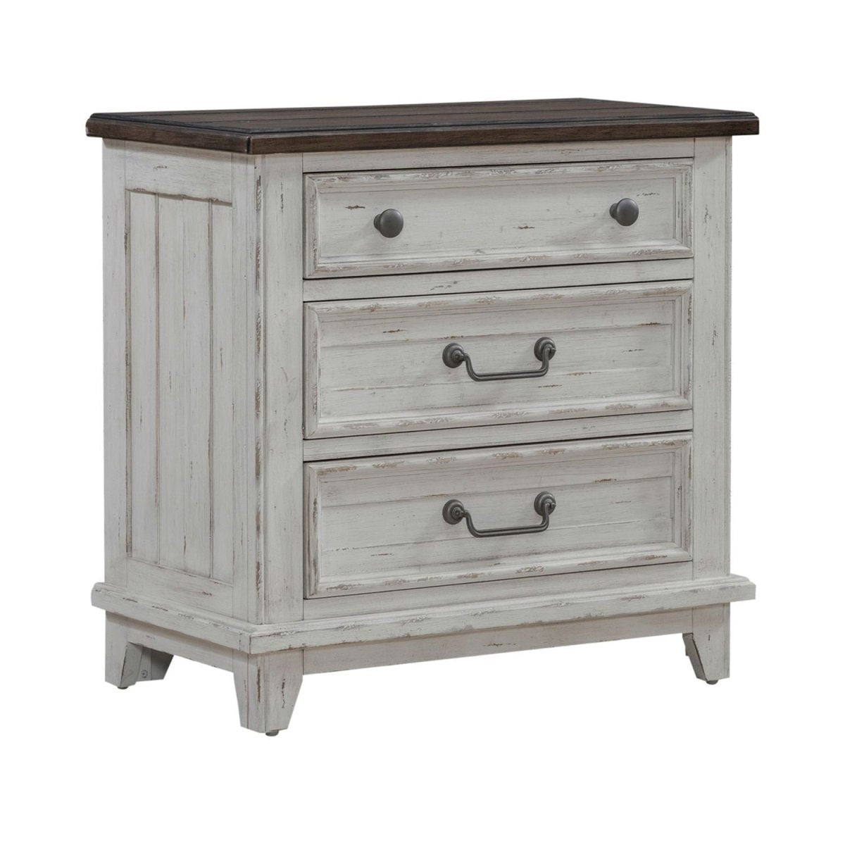 River Place - 3 Drawer Nightstand With Charging Station - White