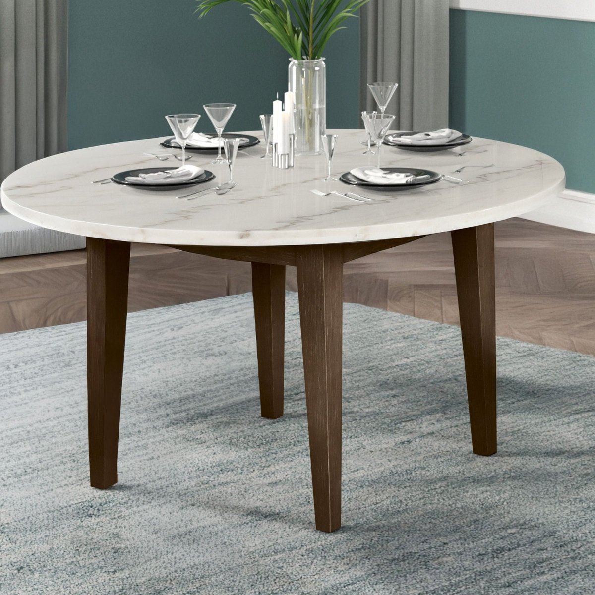 Essence - 54" Round Dining Table With Marble Top Dining Tables by New Classic - Walls Furniture & Mattress