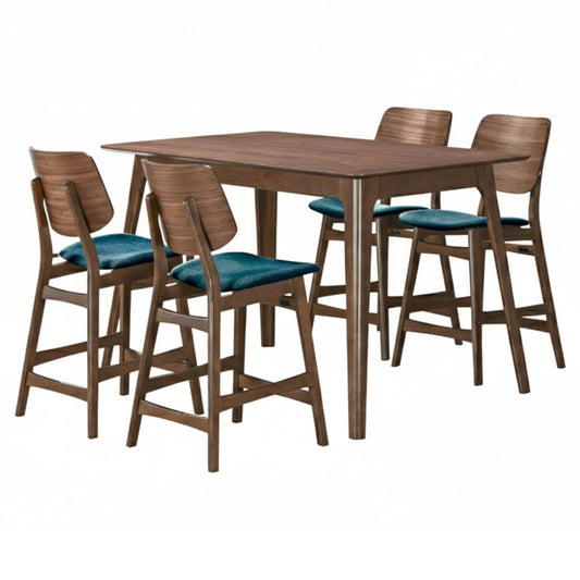 Oscar - Counter Table Set - Walnut 5 Piece Dining Room Sets by New Classic - Walls Furniture & Mattress