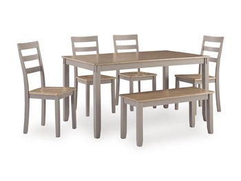 Harperfeld - Dining Room Table Set (Set of 6) - Natural / Gray 6 Piece Dining Room Sets by Signature Design by Ashley® - Walls Furniture & Mattress