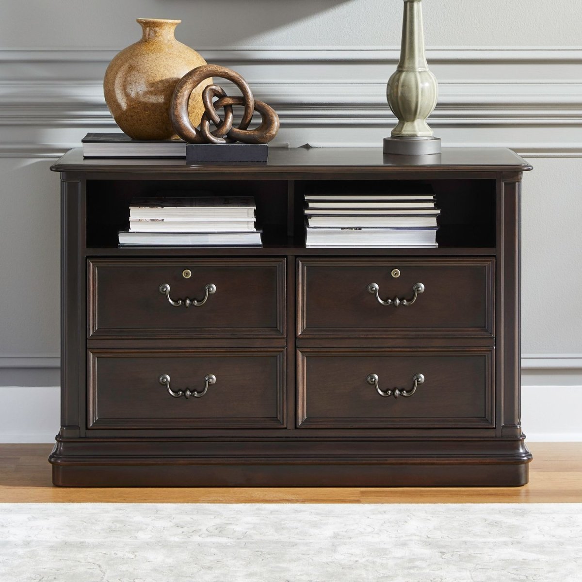 Brayton Manor - Jr Executive Media Lateral File - Cognac Filing Cabinets by Liberty Furniture - Walls Furniture & Mattress
