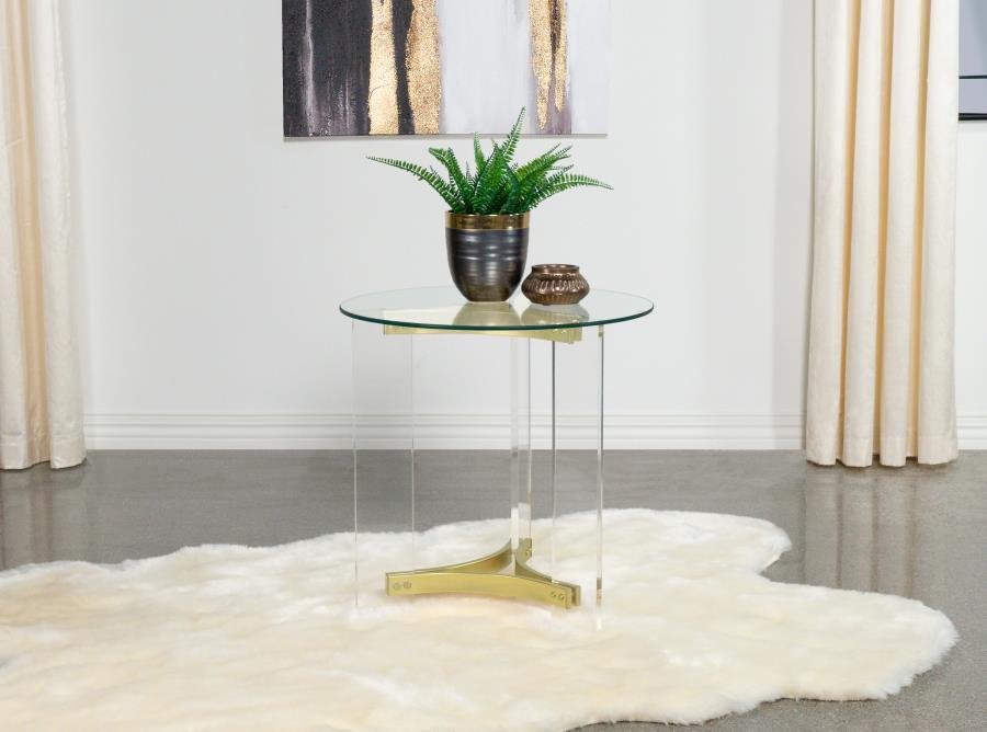 Janessa - Round Glass Top Acrylic Leg Table End Tables by Coaster Fine Furniture - Walls Furniture & Mattress