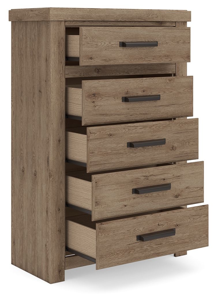 Oliandon - Five Drawer Chest - Light Brown Accent Chests by Signature Design by Ashley® - Walls Furniture & Mattress