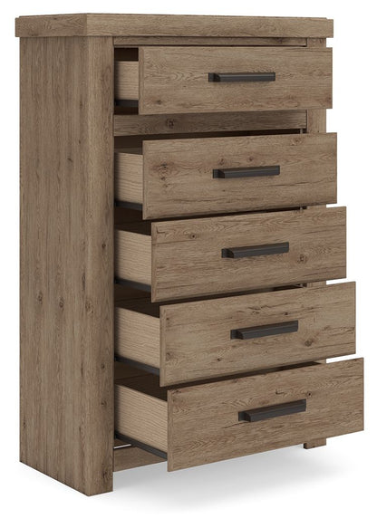 Oliandon - Five Drawer Chest - Light Brown Accent Chests by Signature Design by Ashley® - Walls Furniture & Mattress