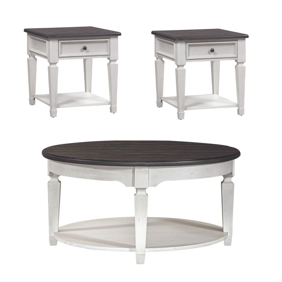 Allyson Park - 3 Piece Living Room Set (Round Cocktail Table) - White Table Sets by Liberty Furniture - Walls Furniture & Mattress