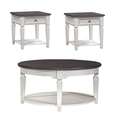Allyson Park - 3 Piece Living Room Set (Round Cocktail Table) - White Table Sets by Liberty Furniture - Walls Furniture & Mattress
