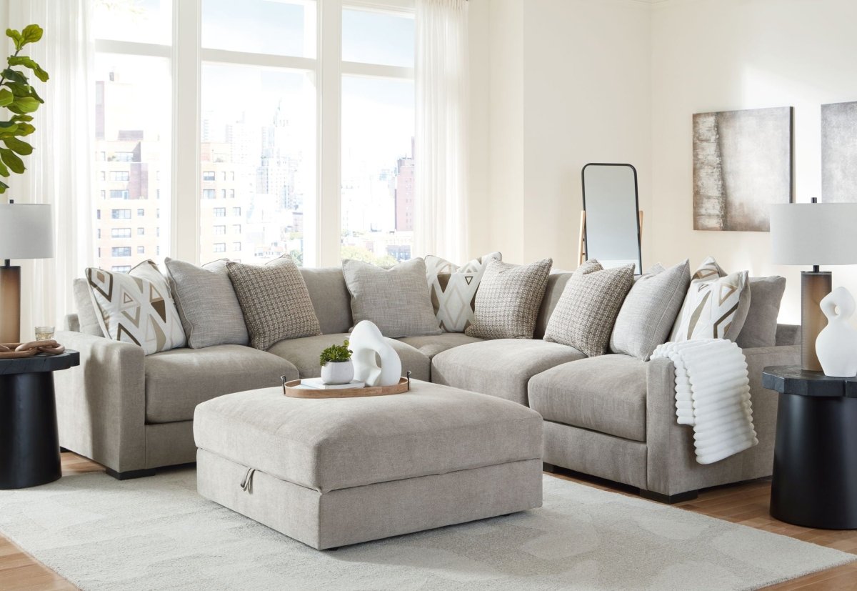 Aslan Court - Sectional With Ottoman Set 5 Piece Living Room Sets by Benchcraft® - Walls Furniture & Mattress