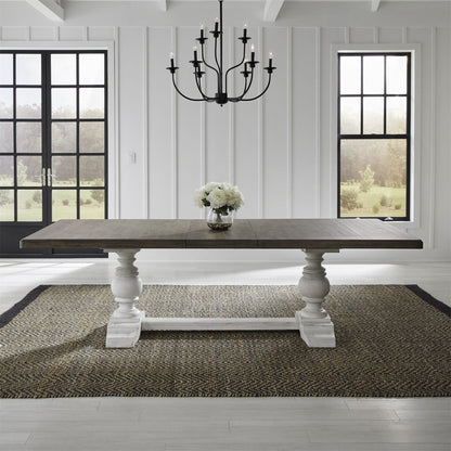 River Place - Trestle Table - Riverstone White & Tobacco Dining Tables by Liberty Furniture - Walls Furniture & Mattress