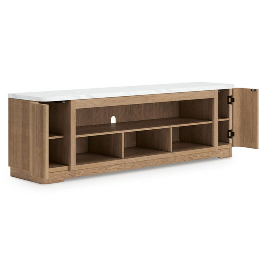 Camdill - XL TV Stand With Fireplace Option - Light Brown TV Stands by Signature Design by Ashley® - Walls Furniture & Mattress