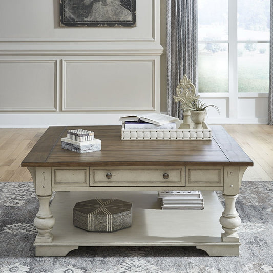 Morgan Creek - Drawer Square Cocktail Table - White Cocktail Tables by Liberty Furniture - Walls Furniture & Mattress
