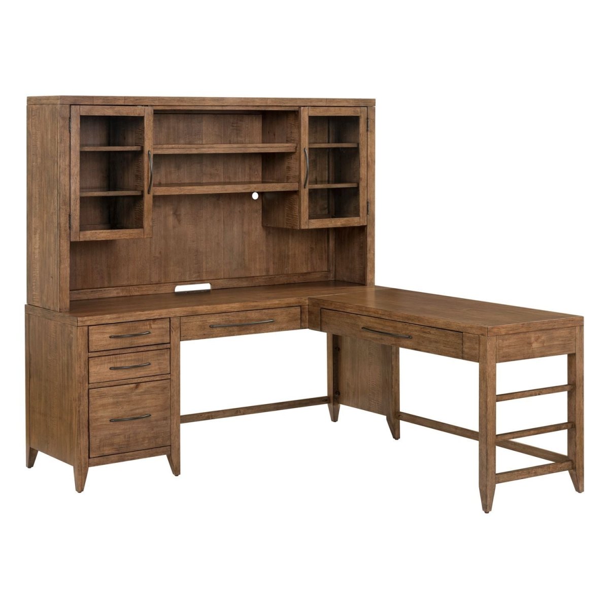 Shaker Lakes - Opt L Shaped Desk Set - Harvest Brown 2 Piece Home Office Sets by Liberty Furniture - Walls Furniture & Mattress