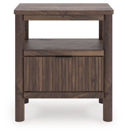 Pamytta - Brown - One Drawer Night Stand Nightstands w/ Charging Stations by Signature Design by Ashley® - Walls Furniture & Mattress