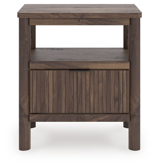 Pamytta - Brown - One Drawer Night Stand Nightstands w/ Charging Stations by Signature Design by Ashley® - Walls Furniture & Mattress