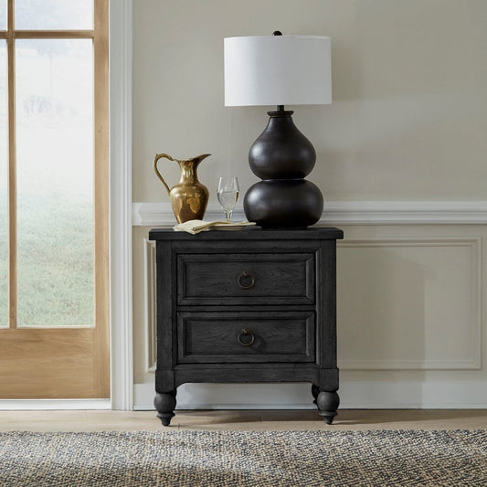 Americana Farmhouse - 2 Drawer Night Stand With Charging Station Nightstands w/ Charging Stations by Liberty Furniture - Walls Furniture & Mattress