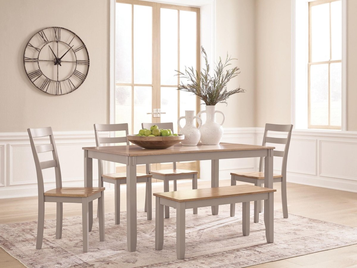 Harperfeld - Dining Room Table Set (Set of 6) - Natural / Gray 6 Piece Dining Room Sets by Signature Design by Ashley® - Walls Furniture & Mattress