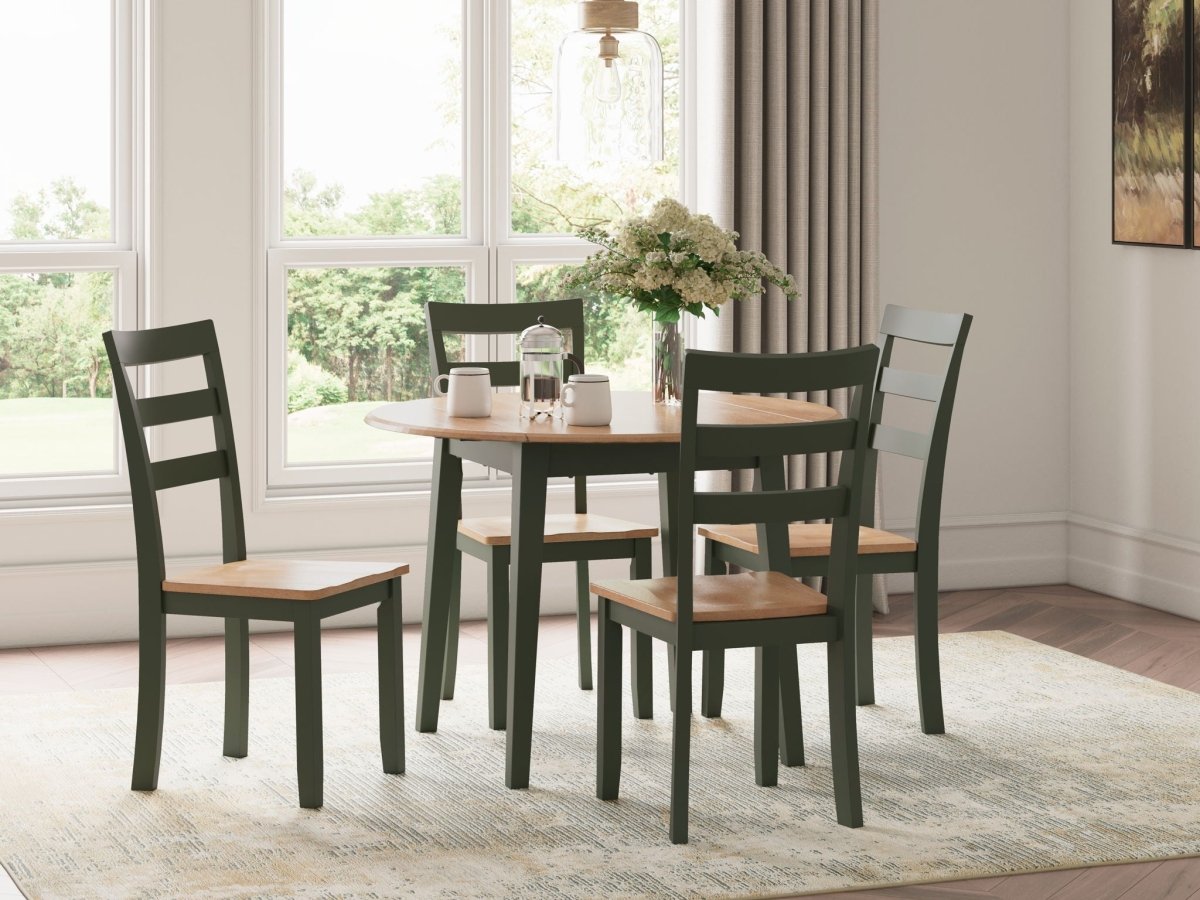 Gesthaven - Round Dining Room Drop Leaf Table Set 5 Piece Dining Room Sets by Signature Design by Ashley® - Walls Furniture & Mattress