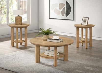 Ottowa - Round Wood Coffee Table Set Table Sets by Coaster Fine Furniture - Walls Furniture & Mattress
