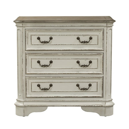 Magnolia Manor - 3 Drawer Bedside Chest With Charging Station - White Bedside Chests by Liberty Furniture - Walls Furniture & Mattress
