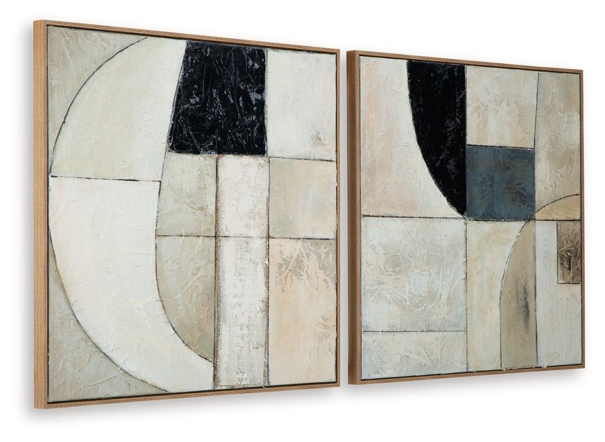 Bexlen - Tan / Taupe / Black - Wall Art Set (Set of 2) Canvas Art Sets by Signature Design by Ashley® - Walls Furniture & Mattress