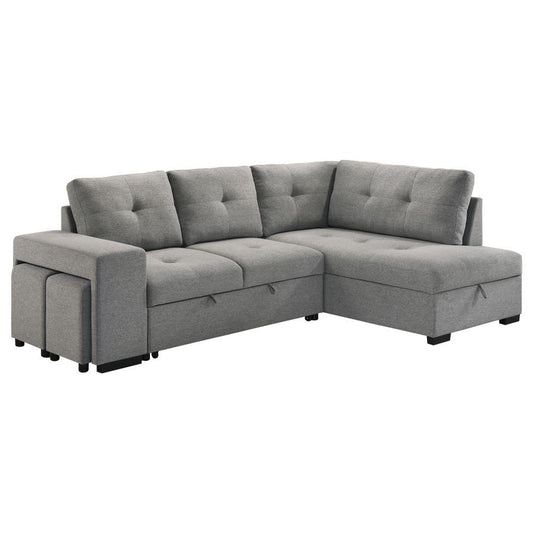 Roanne - Fabric Upholstered Sleeper Sectional Sofa - Gray Sleeper Sectionals by Coaster Fine Furniture - Walls Furniture & Mattress
