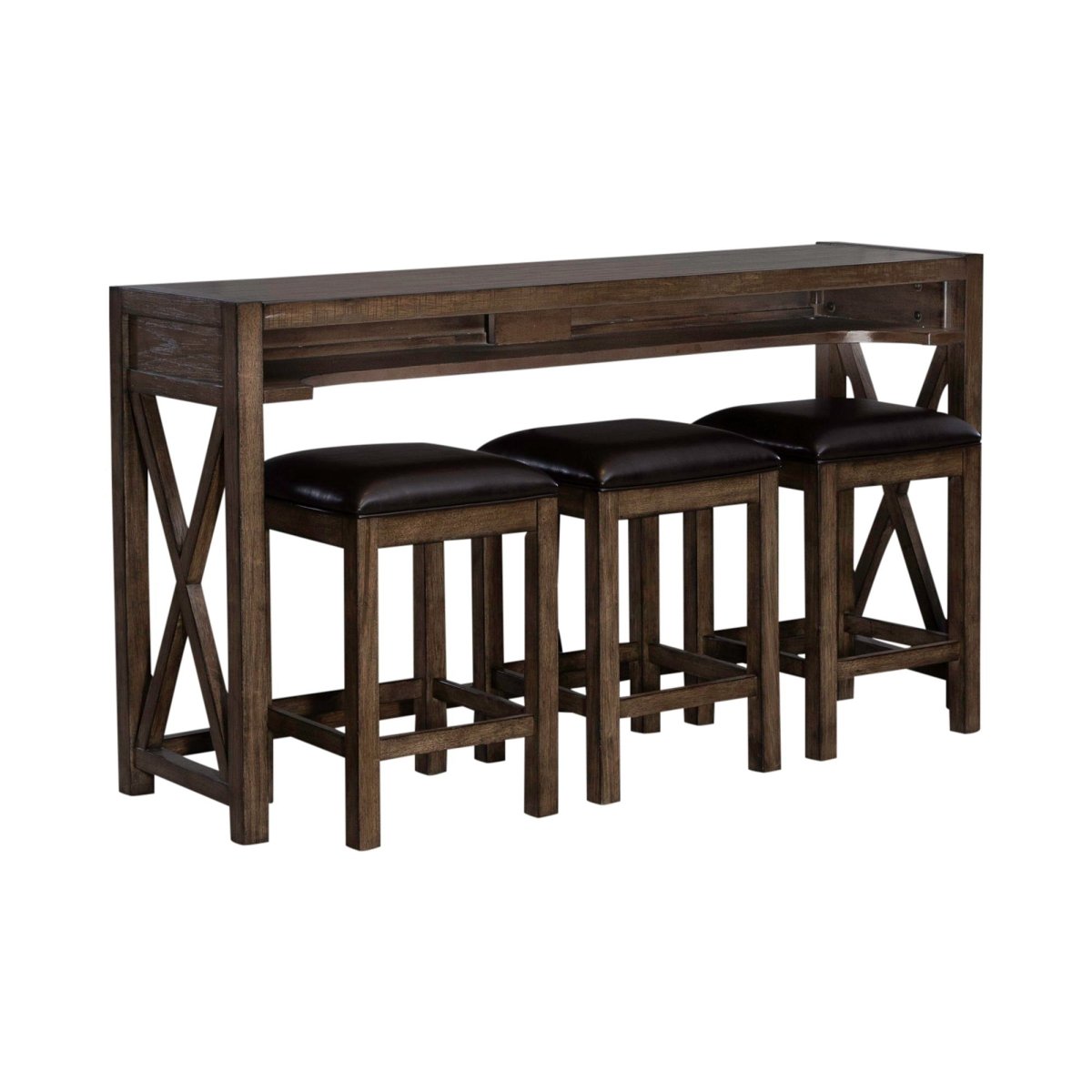 Lennox - 4 Piece Console Set (Console 3 Stools) - Dark Brown 4 Piece Living Room Sets by Liberty Furniture - Walls Furniture & Mattress