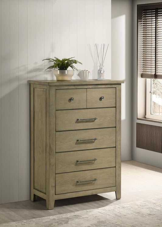 Hazlewood - 5 - Drawer Bedroom Chest Of Drawers - Vineyard Oak Accent Chests by Coaster Fine Furniture - Walls Furniture & Mattress